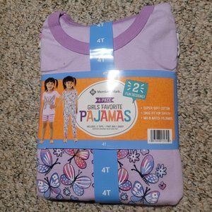 4 Piece Pajama Set Size 4T Purple Butterflies NWT